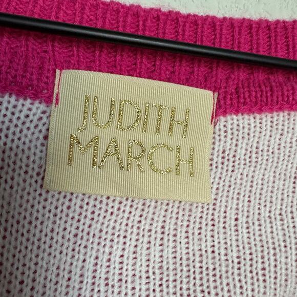 Judith March Hot Pink Star Mama Sweater V Neck Pullover Small Oversized Dopamine - Picture 4 of 6